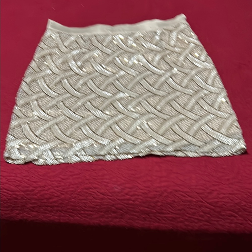 Gianni Bini Cream Embellished Mini Pencil Skirt size small